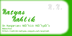 matyas nahlik business card